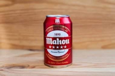 Manises, Valencia / İspanya - 27 Ocak 2019: Mahou birası