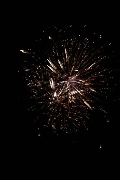 Fuegos Artificiales Coloridos Por Noche Concepto Felicidad —  Fotos de Stock