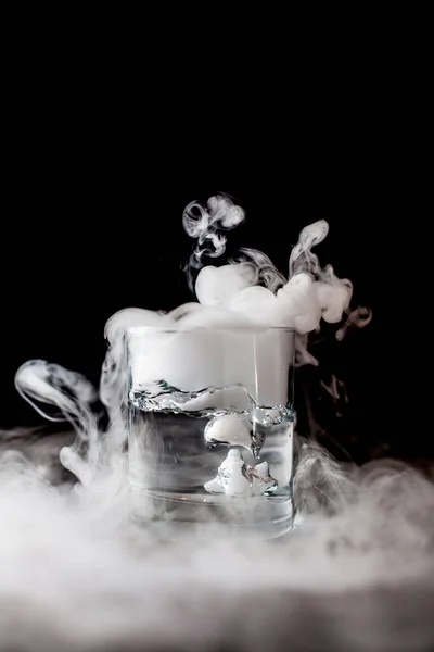 Chemical reaction of dry ice with liquid