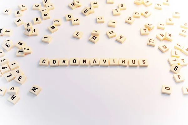 Koncepcja Koronawirusa Literami Scrabble Białym Tle — Zdjęcie stockowe