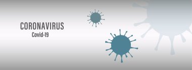 Coronavirus Covid-19 2019 nCoV illüstrasyon posteri. Coronavirus, covid-19 / 2019-ncov illüstrasyon ve mavi ve gri tıbbi görünümlü bilgi posteri. Tüm dünyaya yayılan salgın yüzünden sağlık tehlikesi.