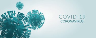 Coronavirus 'un Covid-19 3D illüstrasyon bilgi grafik pankartı. Salgın sağlık tehlikesi.
