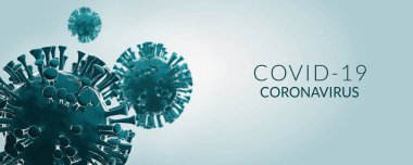 Coronavirus 'un Covid-19 3D illüstrasyon bilgi grafik pankartı. Salgın sağlık tehlikesi