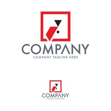 Minimal red black vector graphic alphabet symbol. Letter I logo. Corporate identity template.