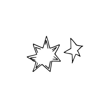 El çizimi karalama yıldızları beyaz arka planda izole. Kutlamalı Vektör İllüstrasyonu