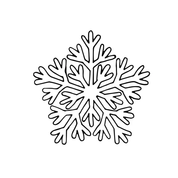 Vector Image Snowflakes Isolated White Background Simple Flat Black Illustration — Stock Vector