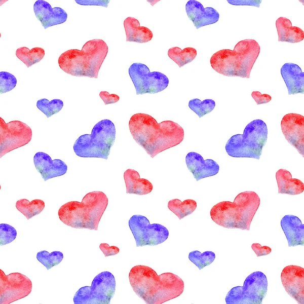 Corazón Multicolor Acuarela Sobre Fondo Blanco Patrón San Valentín Vacaciones —  Fotos de Stock