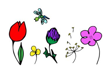 Beyaz arka planda izole edilmiş bir karalama çizimi. Güzel bahar bitkisi. Vektör