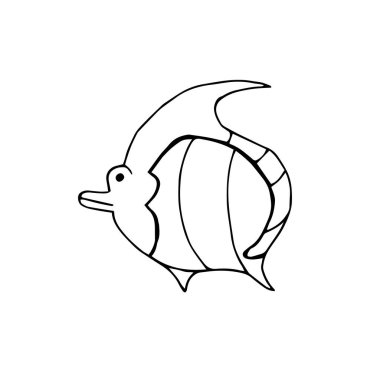 Balık görüntüsü. Vektör balığı - renklendirme. Çocuklar için çeşitli okyanus sakinleri.