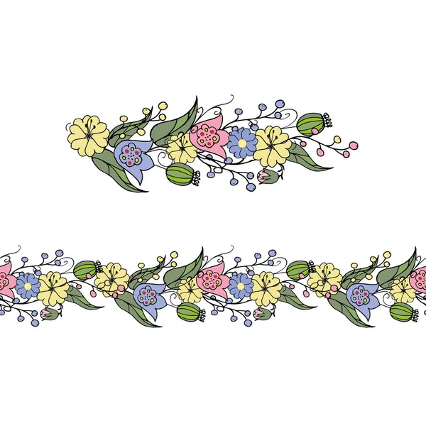 Ατελείωτες Πινέλο Μοτίβο Doodle Λουλούδι Άνοιξη Καλοκαίρι — Διανυσματικό Αρχείο