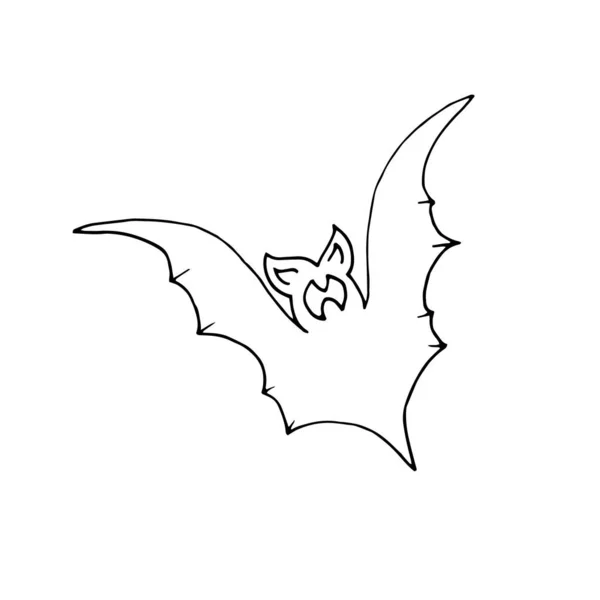 Batte Noire Isolée Sur Fond Blanc Illustration Vectorielle Chauve Souris — Image vectorielle