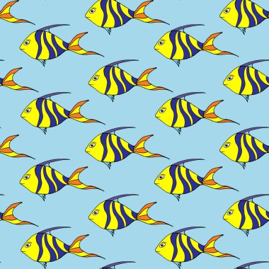  Pürüzsüz desenli, mavi arka planlı. Basit düz biçim vektör çizimi.