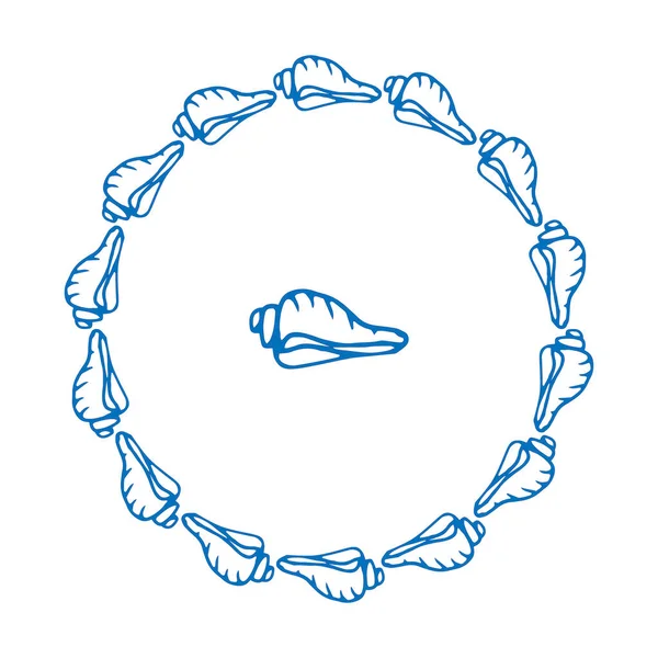Деревна Оболонка Круглої Рамки Вітальна Листівка Запрошення Літо Море — стоковий вектор
