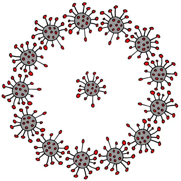 Coronavirus Frame Illustration Klottervektor — Stock vektor