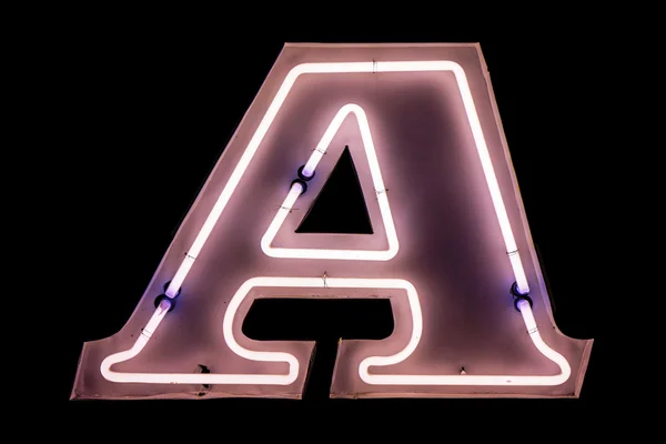 Vintage neon capital letter A lighted up. — Stock Photo, Image