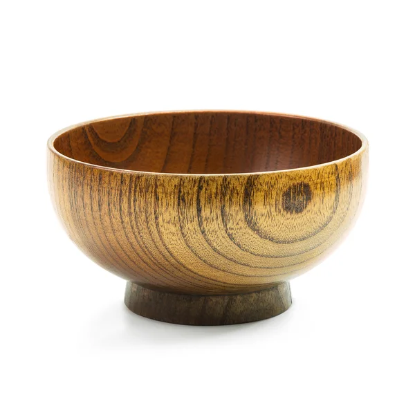 Wooden bowl isolated — Stock Photo, Image