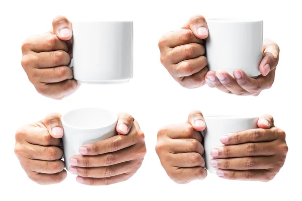 Hand auf Kaffeetasse halten — Stockfoto