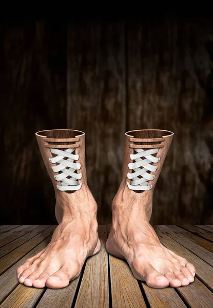 Креативная обувь на полу — стоковое фото
