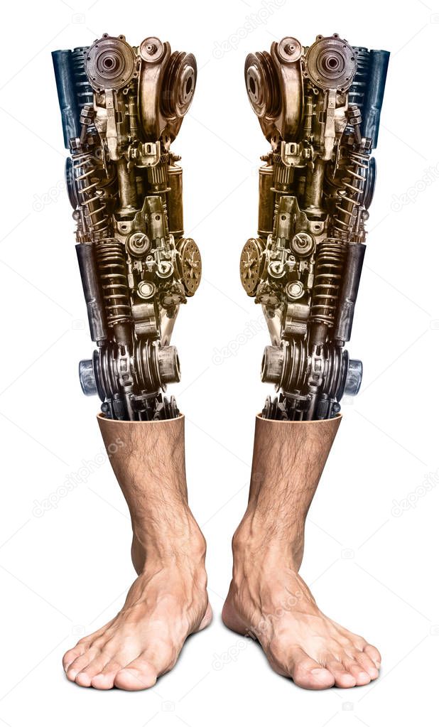 Metallic robot leg