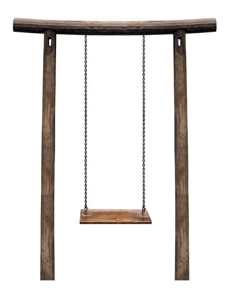 Wooden swing on pillar isolated — Stock Photo, Image