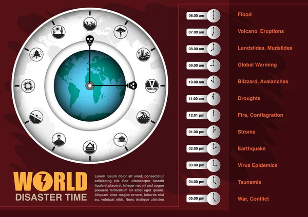 Cuadro Infográfico Icono Concepto Tiempo Desastre Mundial — Vector de stock