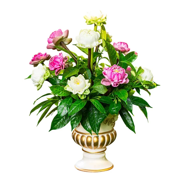 Květů a listů v váza — Stock fotografie