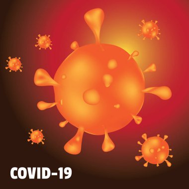 Koronavirüs salgını hücrelerinin grafiksel çizimi. Corona gribi tehlikeli ve tespit edilmiş bir grip vakası. Sağlık konsepti tasarımı, uyarı işaretleri ve haber çizimleri için uygundur.