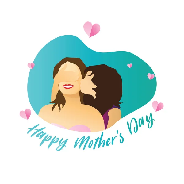 Mother Day Illustration Depicts Child Giving Surprise His Mother Greeting — Stock Vector