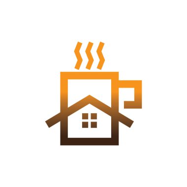 Bir kahvehanenin soyut geometrik logosu. Minimalist tasarım, eşsiz..