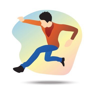 Genç bir iş adamının düz vektör çizimi hedefe doğru atlıyor, tüm engellerin üzerinden atlıyor.