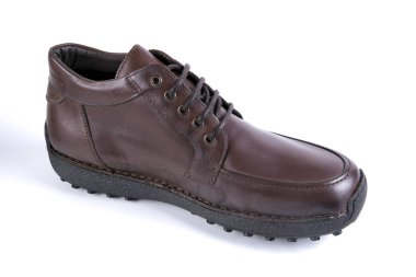 Beyaz arka plan, izole ürün erkek kahverengi çizme