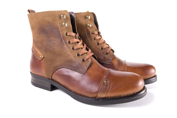 Manliga stövlar brun läder — Stockfoto