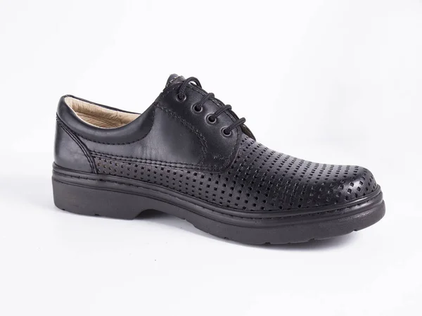 Mannelijke schoenen op zwarte achtergrond, geïsoleerde Product, Top View — Stockfoto