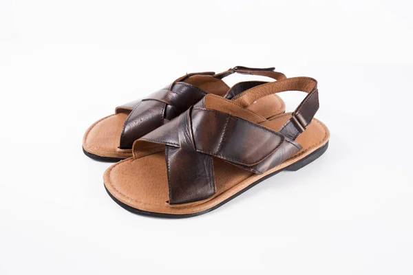 Male Brown Sandal on white Background, — Stock Photo, Image