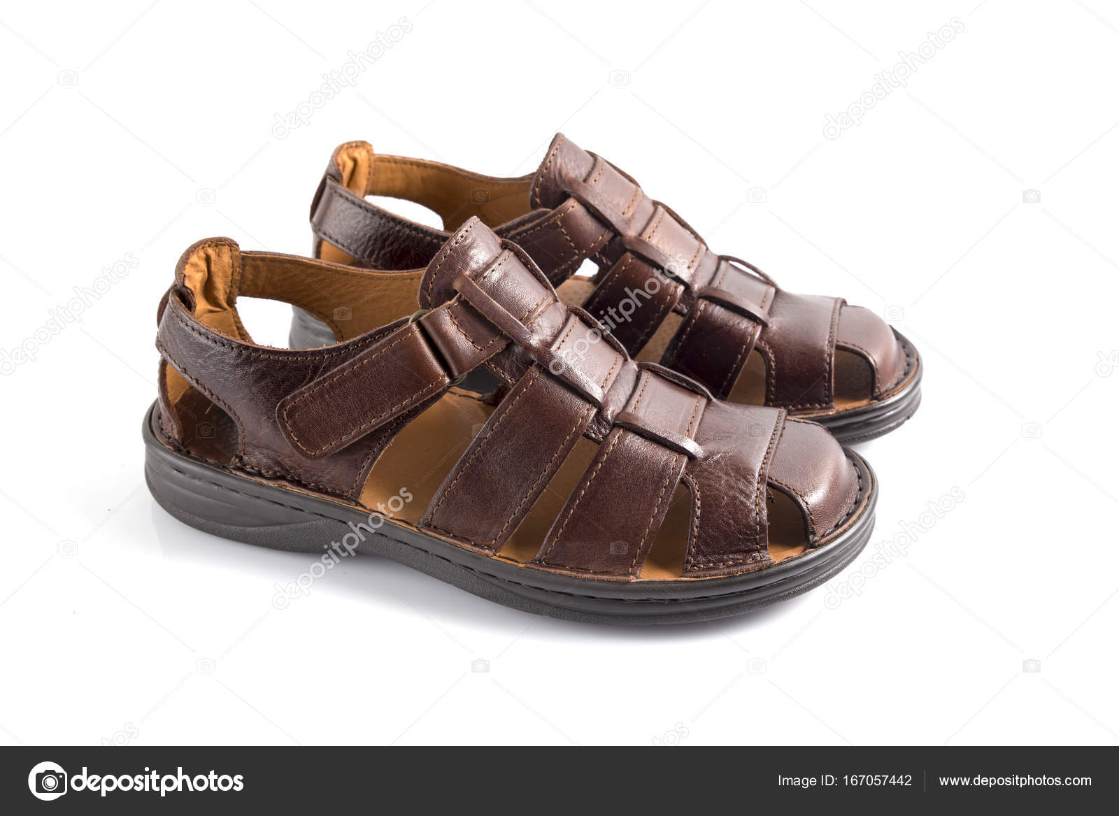 Blanc Marron Sandale Sur Cuir Homme Fond Ybf7vI6ygm