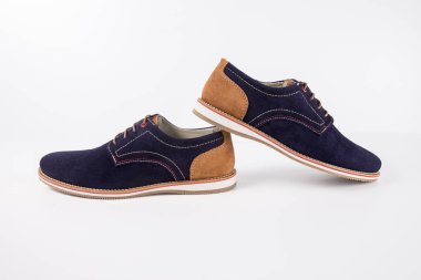 Beyaz zemin üzerine mavi deri Erkek Ayakkabı