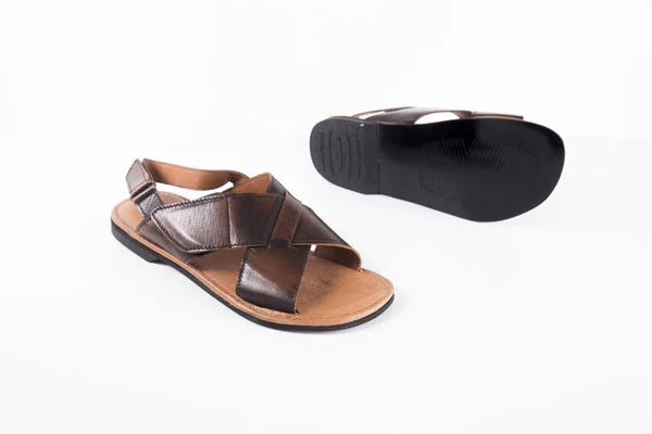 Male Brown Sandal on White Background — Stock Photo, Image