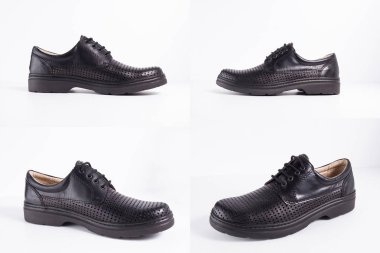 Beyaz arka planda siyah deri Erkek Ayakkabı