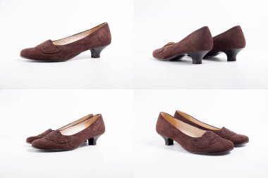 Beyaz arka plan üzerinde erkek kahverengi deri ayakkabı