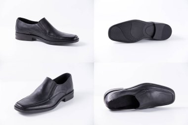 Beyaz arka planda siyah deri Erkek Ayakkabı