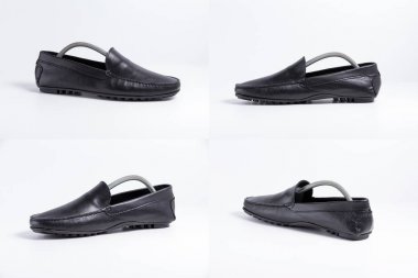 Beyaz arka planda siyah deri Erkek Ayakkabı