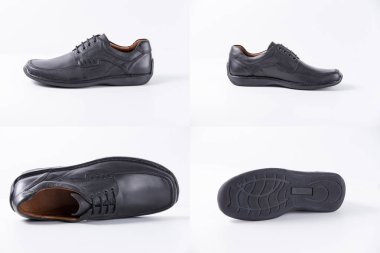 Beyaz arka planda siyah deri Erkek Ayakkabı