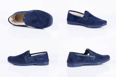 Beyaz zemin üzerine mavi Erkek Ayakkabı