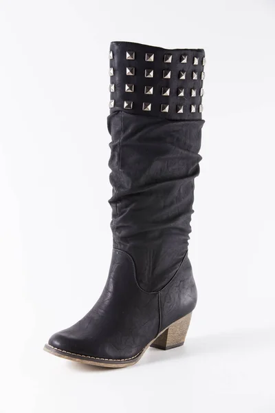 Kobiet czarne skórzane buty — Zdjęcie stockowe