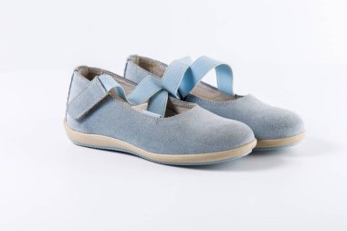 Kadın mavi deri ayakkabı