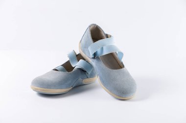 Kadın mavi deri ayakkabı