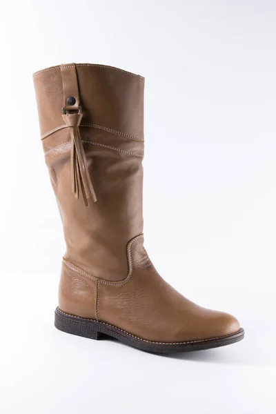 Female Brown Boot on White Background — Stock Photo, Image