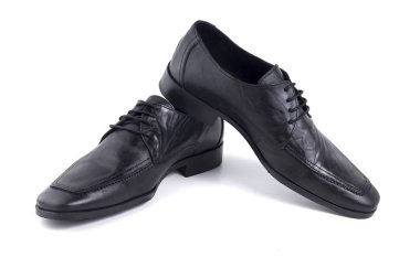 Beyaz arka planda siyah deri Erkek Ayakkabı