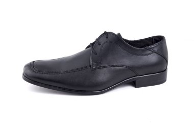 Beyaz arka planda siyah deri Erkek Ayakkabı