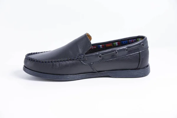 Male Blue Leather Shoe. — Stock Photo, Image